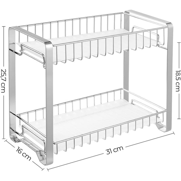 Oganizator metalic pentru condimente pe 2 nivele 31x16x25,7 cm, argintiu