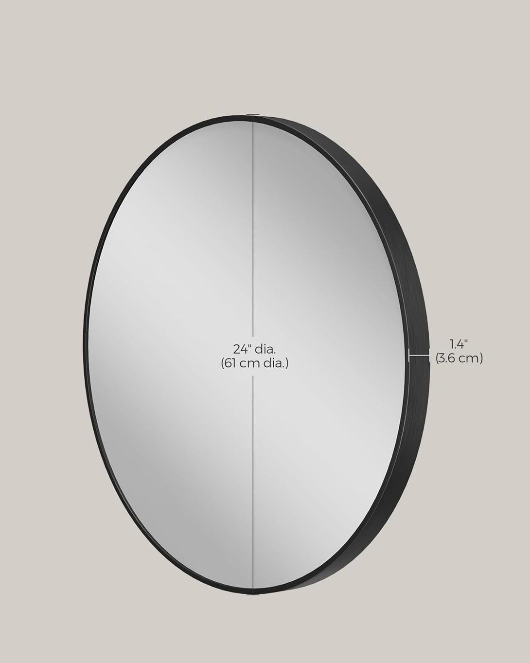 Oglinda rotunda moderna , 61 cm ,negru