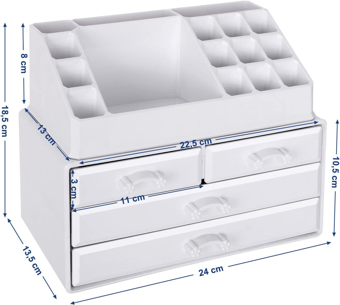 Organizator cosmetic, depozit pentru machiaj cu 4 sertare, alb