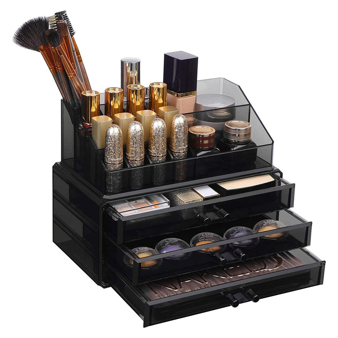 Organizator cosmetice acrilic 6 Sertare oraganizator machiaje - Negru