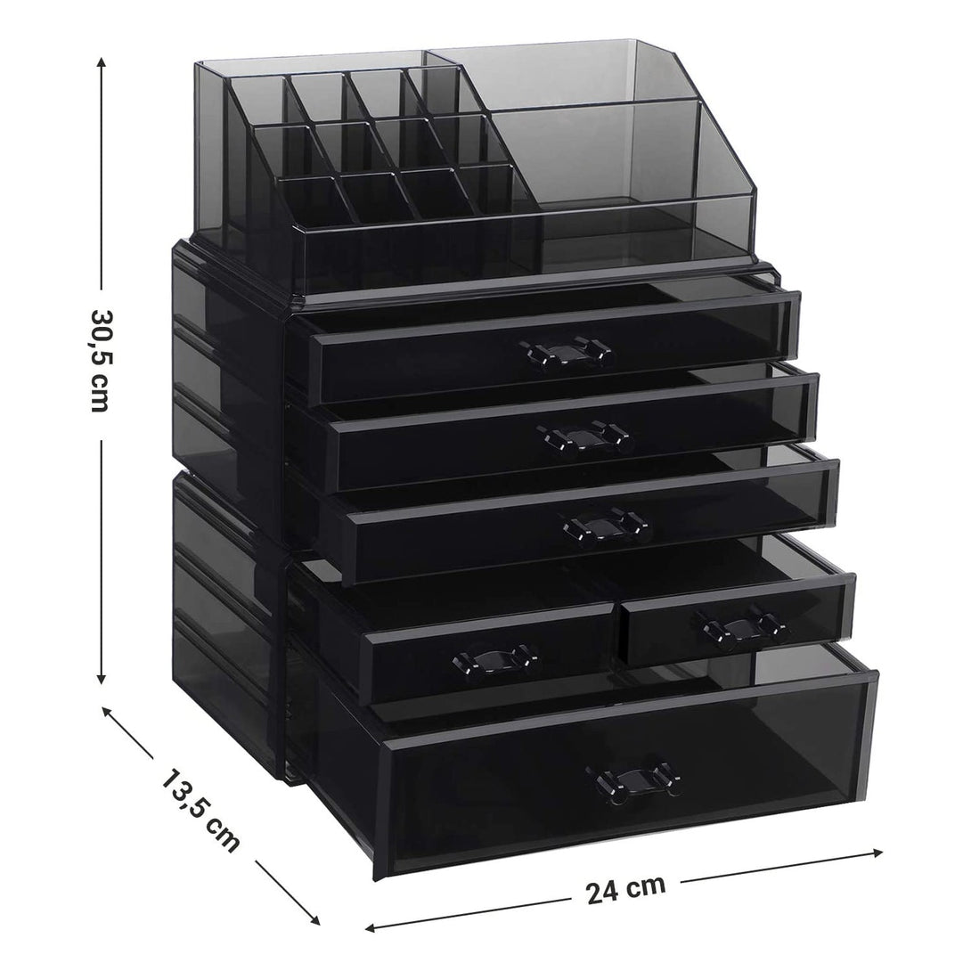 Organizator cosmetice acrilic 6 Sertare oraganizator machiaje - Negru