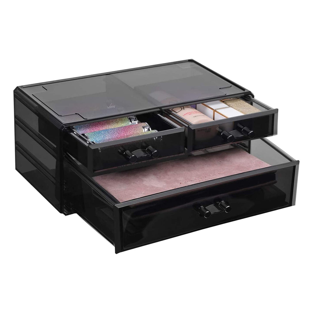 Organizator cosmetice acrilic 6 Sertare oraganizator machiaje - Negru