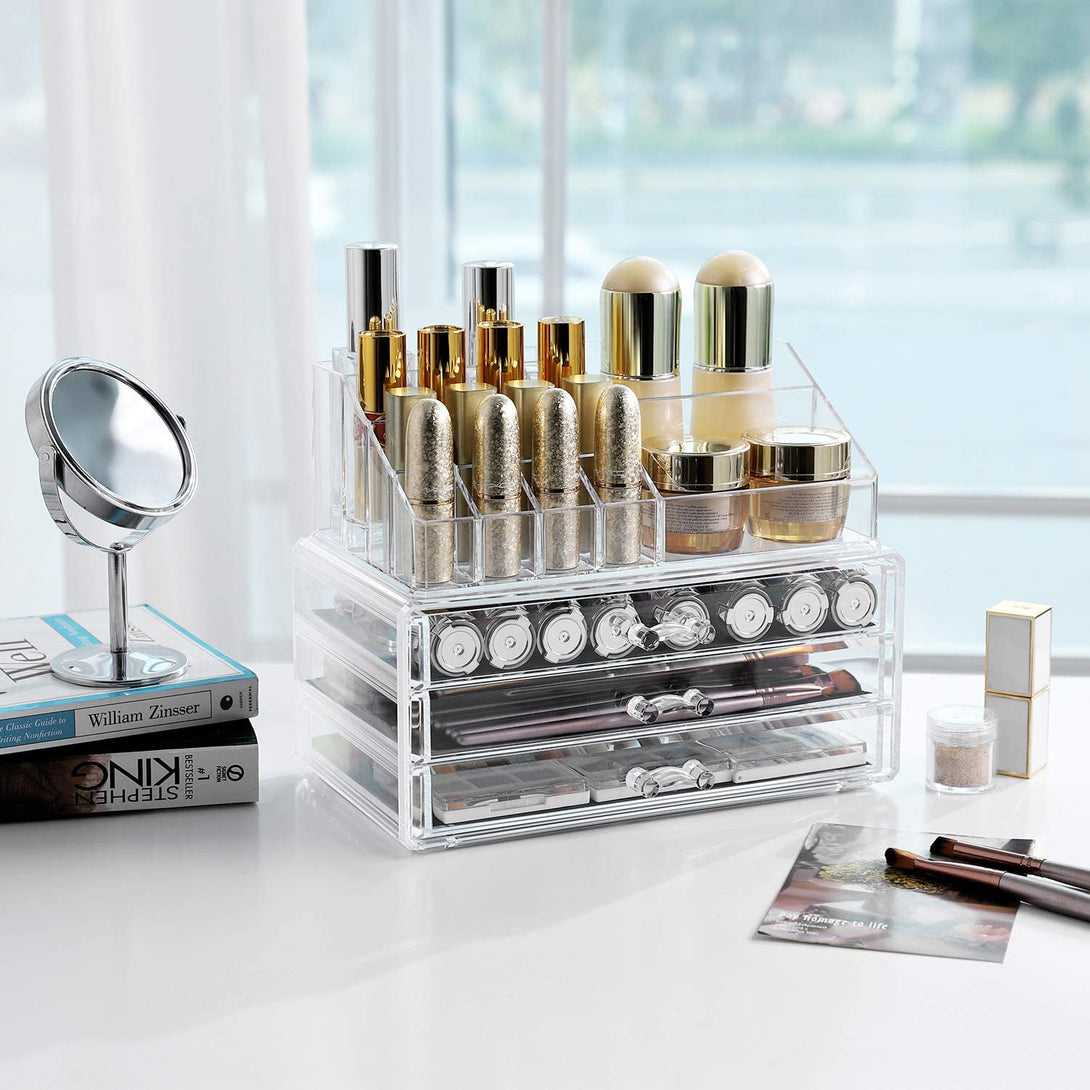 Organizator cosmetice, suport pentru machiaje cu 3 sertare