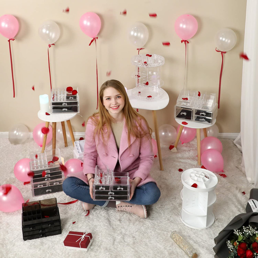 Organizator cosmetice, suport pentru machiaje cu 3 sertare
