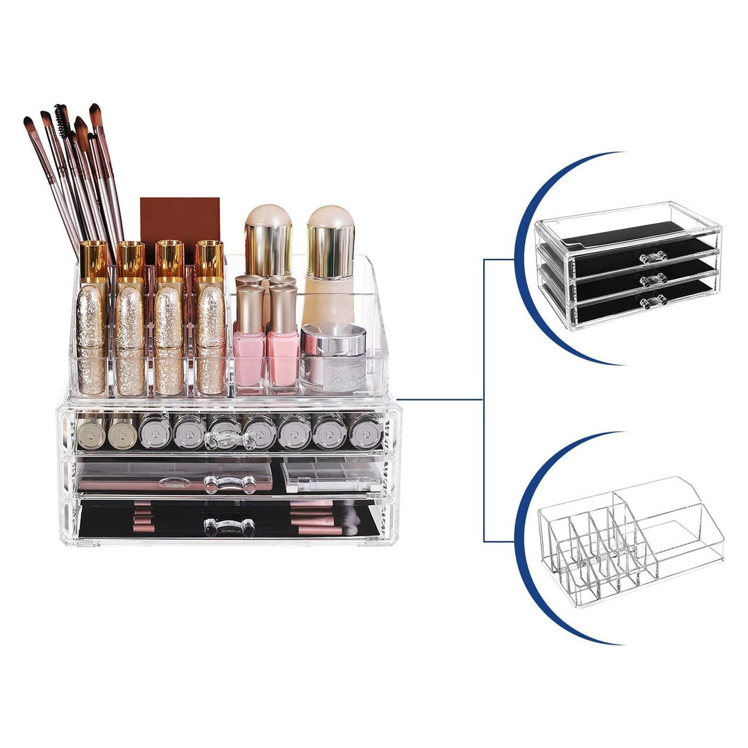 Organizator cosmetice, suport pentru machiaje cu 3 sertare
