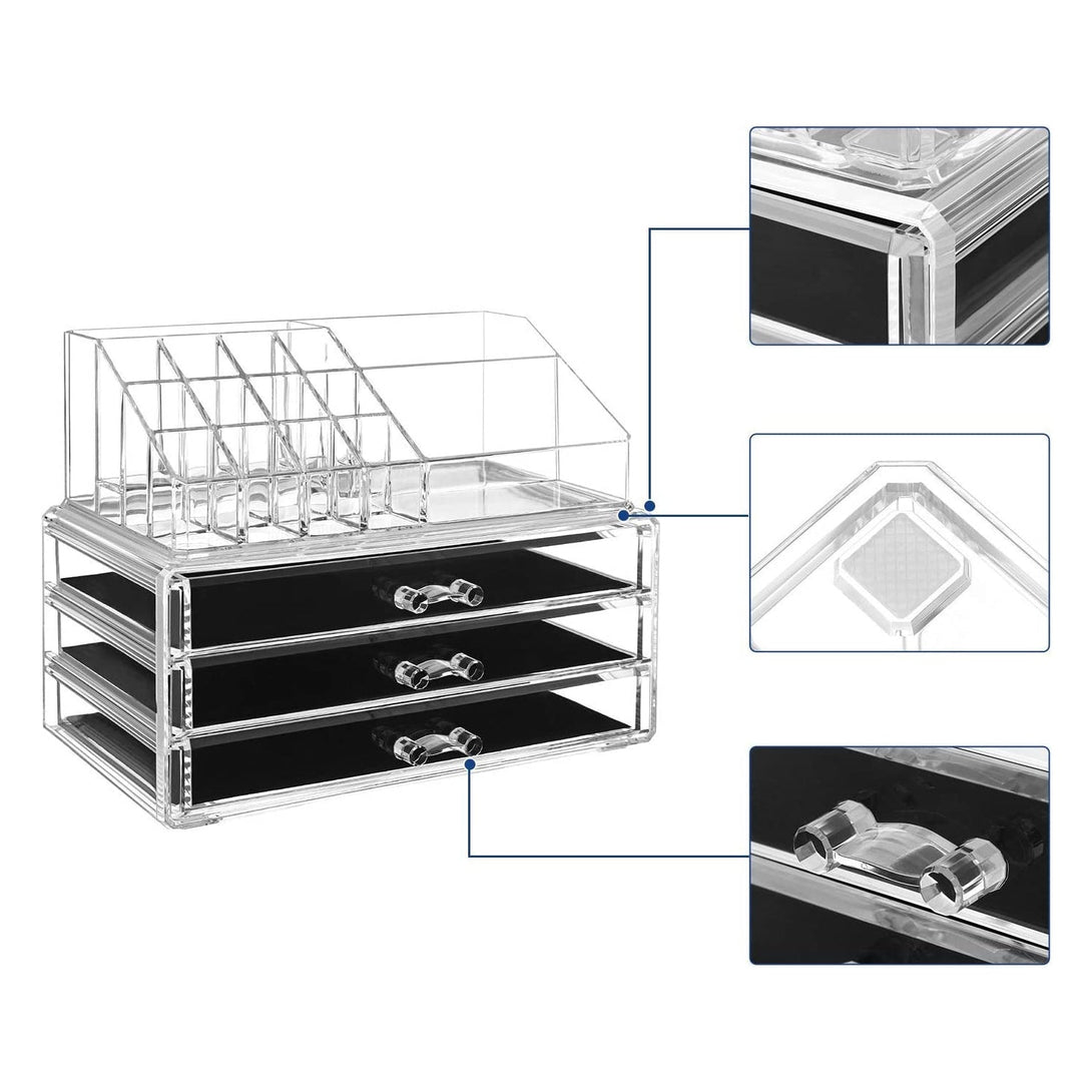 Organizator cosmetice, suport pentru machiaje cu 3 sertare