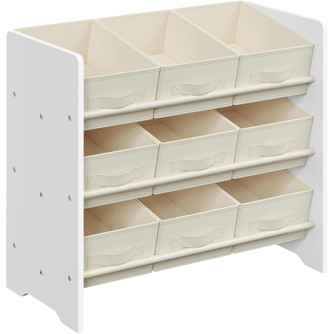 Organizator de jucarii , cu 9 compartimente,din material netesut , alb