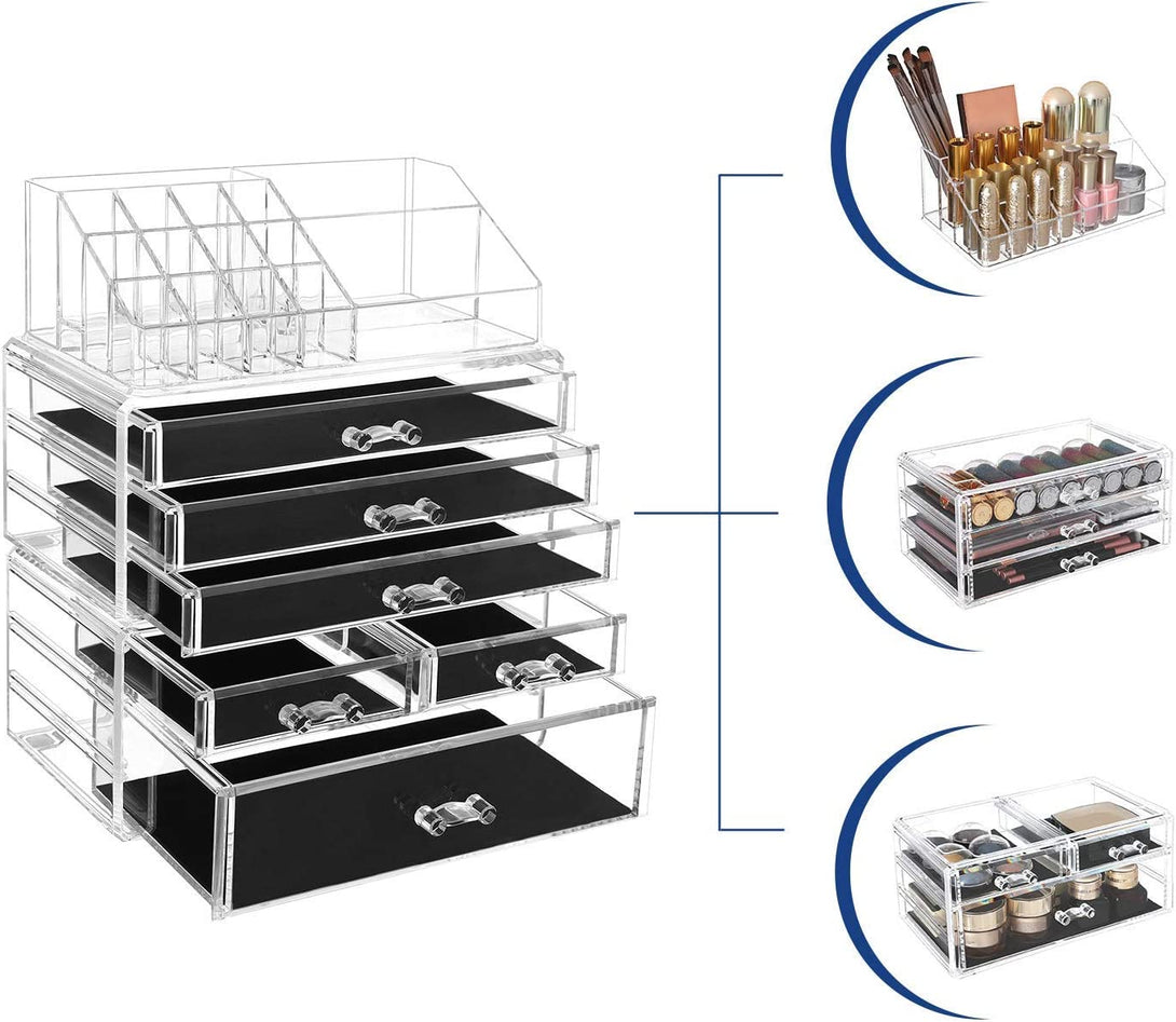 Organizator de machiaj din acril, cutie de cosmetice stivuitoare
