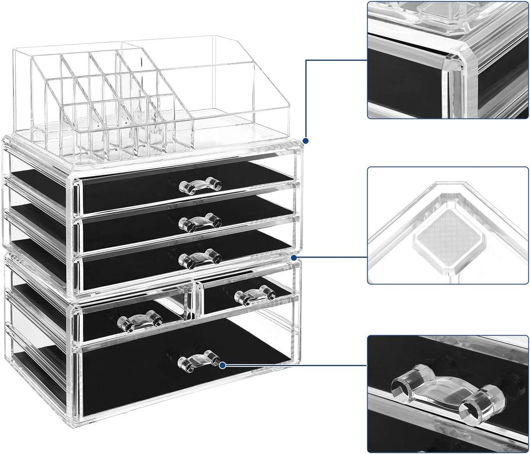Organizator de machiaj din acril, cutie de cosmetice stivuitoare