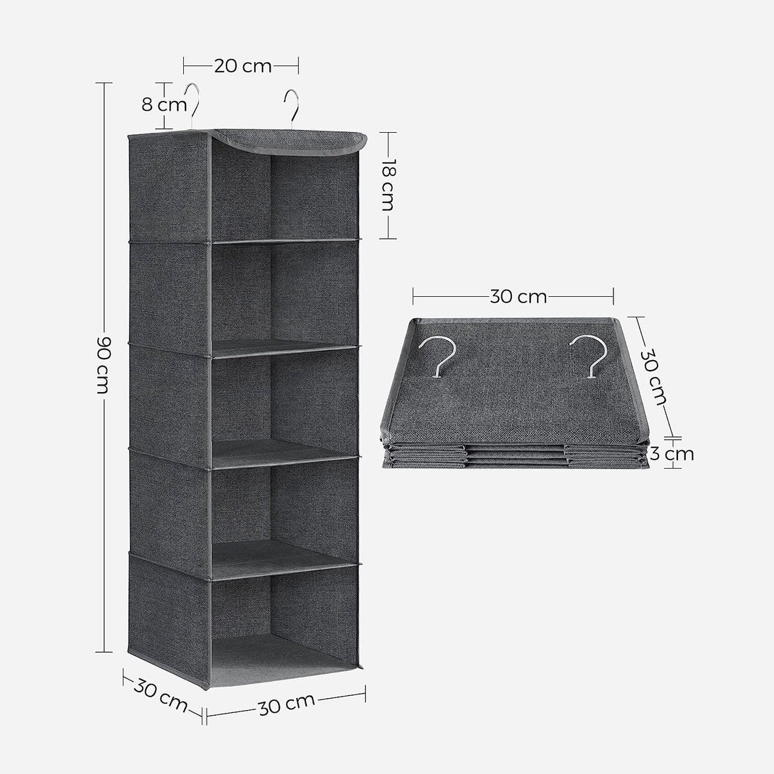 Organizator haine dulap 30 x 90 x 30 cm, gri