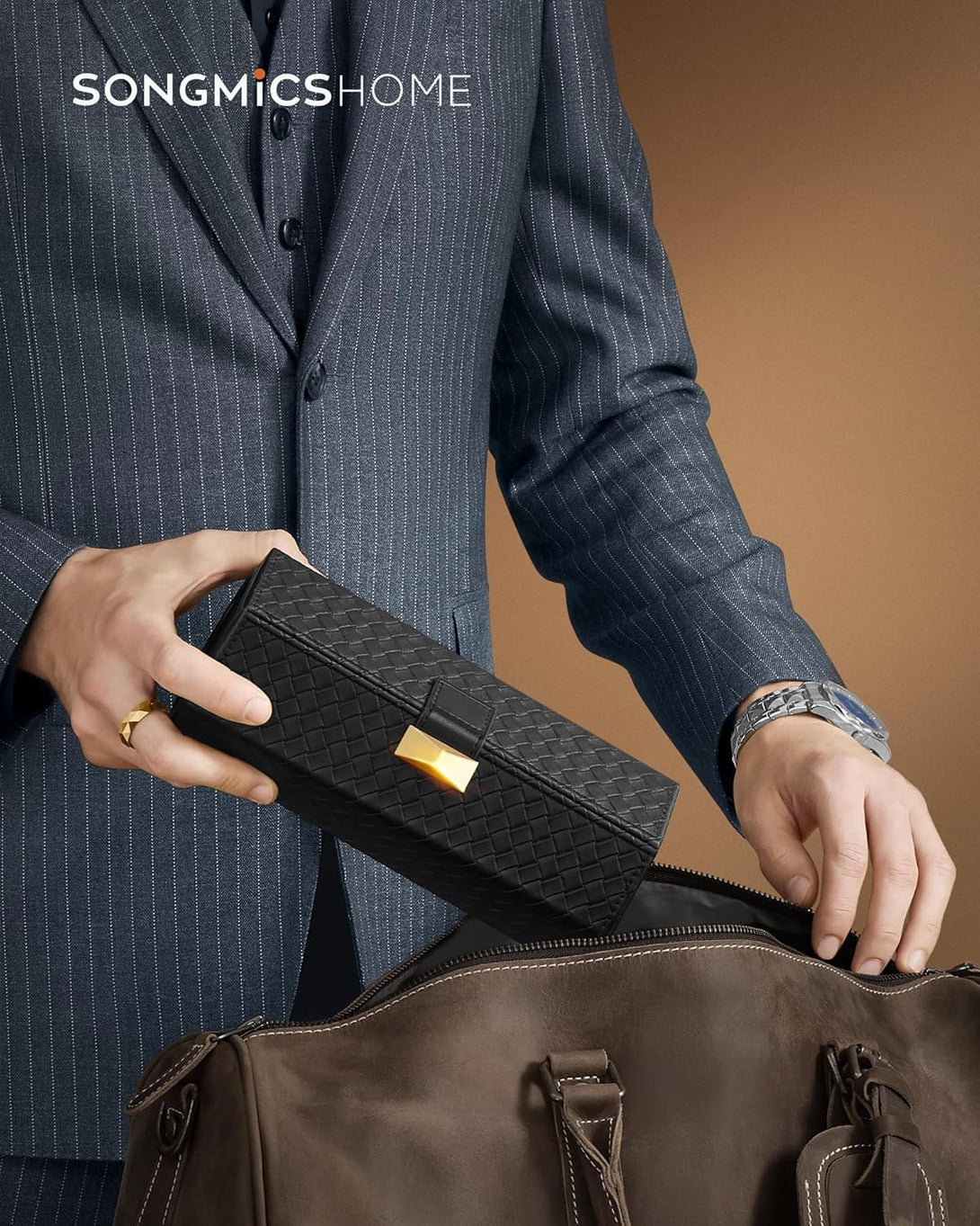 Organizator pentru ceasuri , pentru 3 bucati , negru