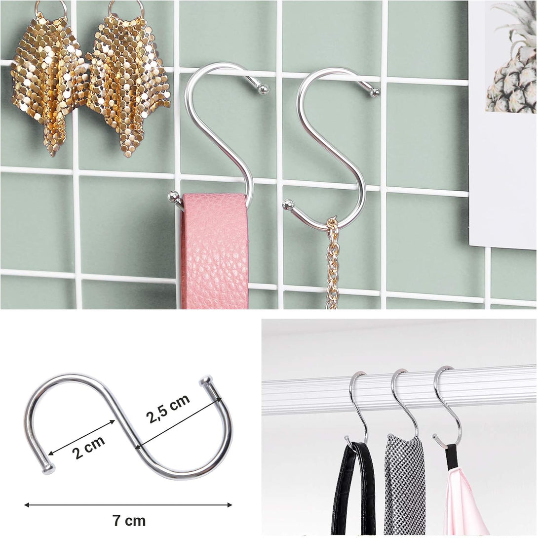 Panouri grilă, decor de perete plasă metalică, bricolaj, perete cu tablou suspendat, set de 2, alb