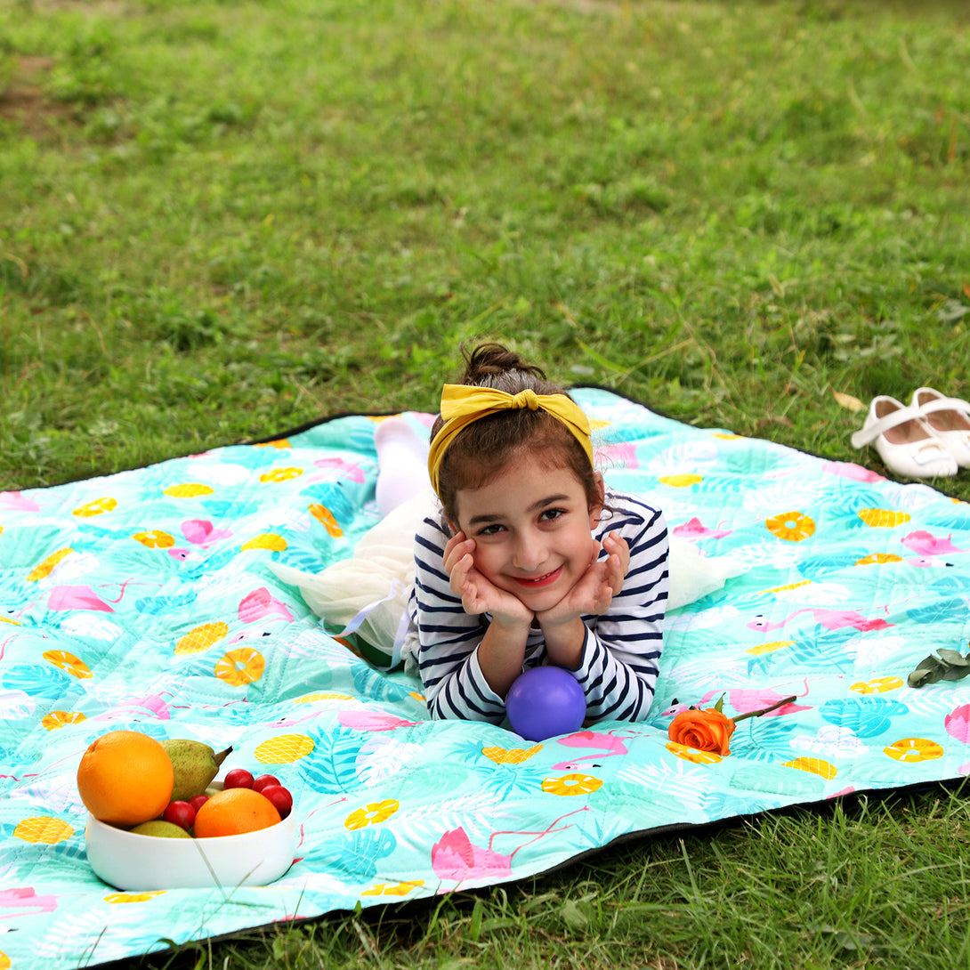 Patura de picnic, 200 x 200 cm, model flamingo