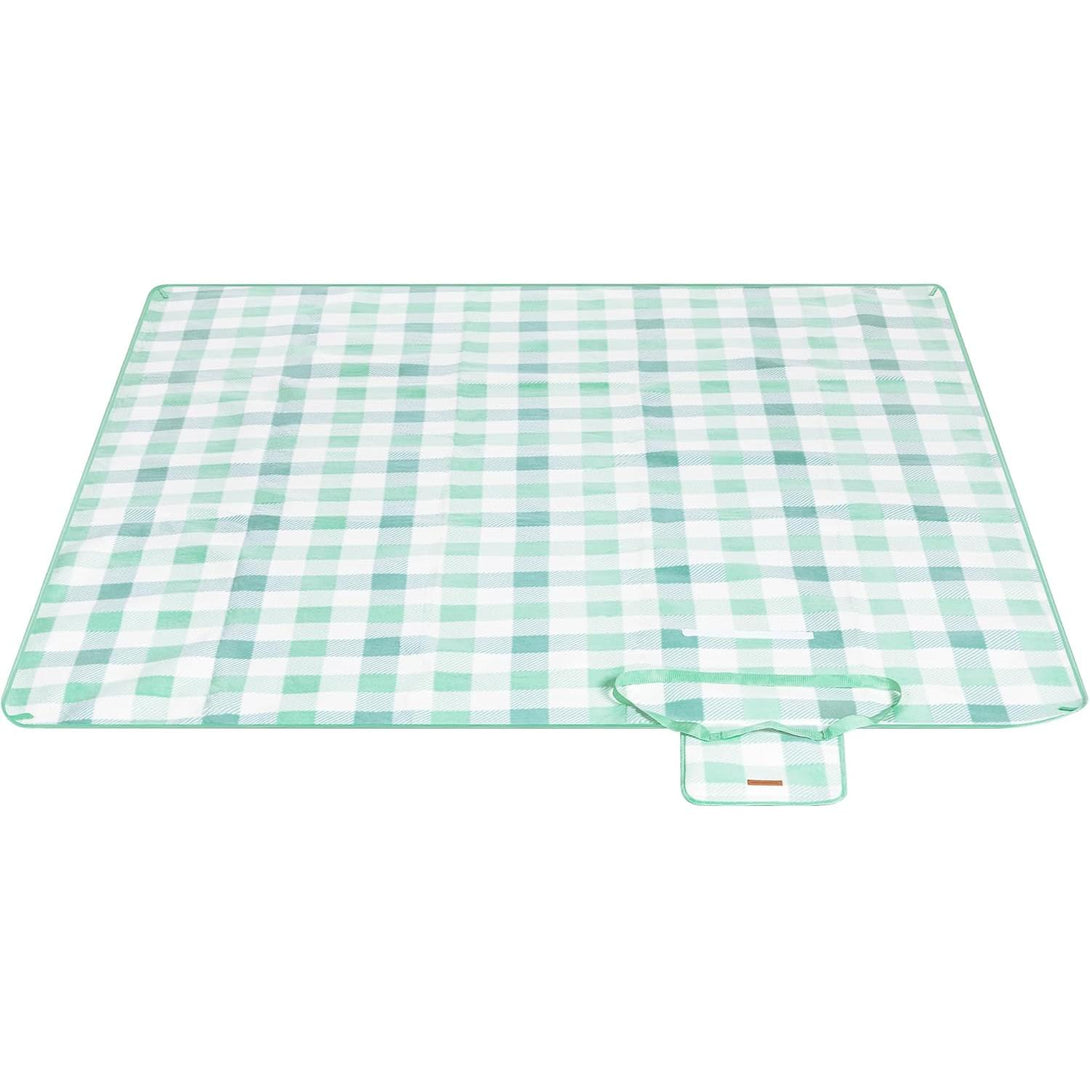 Patura de picnic 200x200cm , cu 4 ancore , impermeabil si portabil , verde-alb
