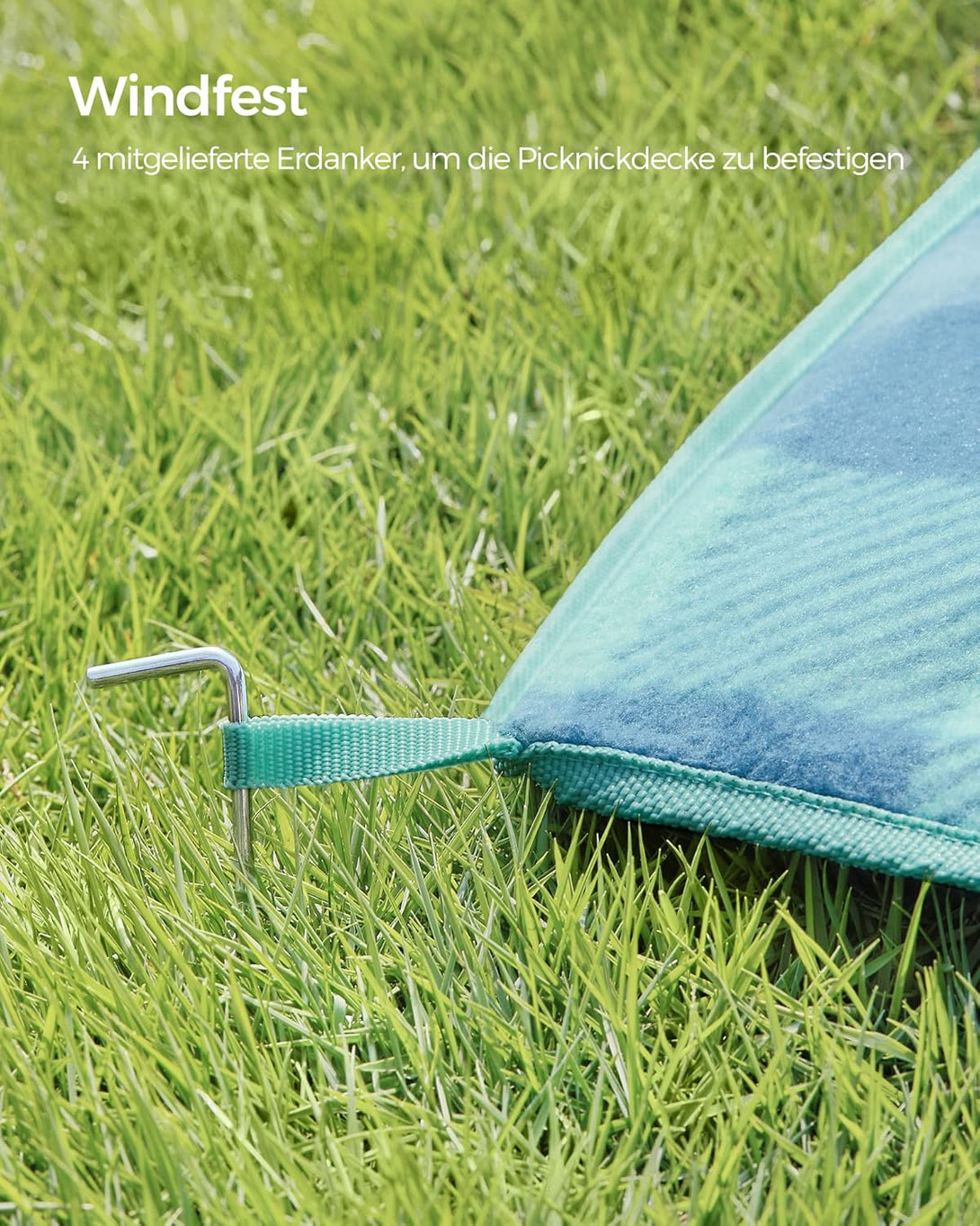 Patura de picnic 200x200cm , impermeabil si pliabil , verde-albastru