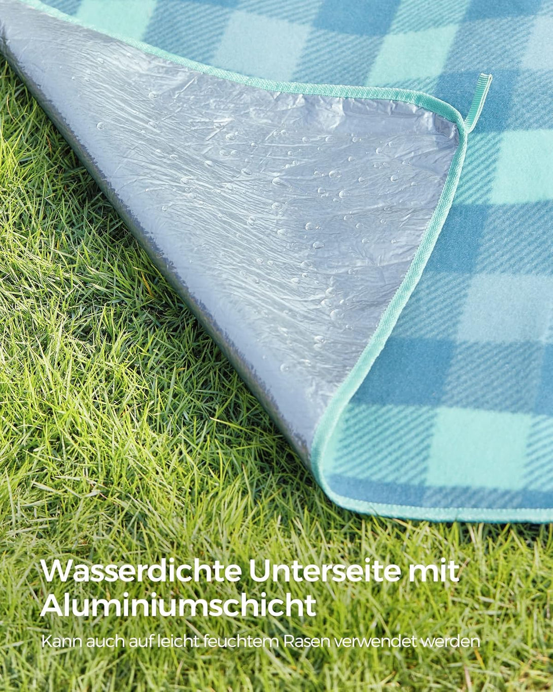 Patura de picnic 200x200cm , impermeabil si pliabil , verde-albastru