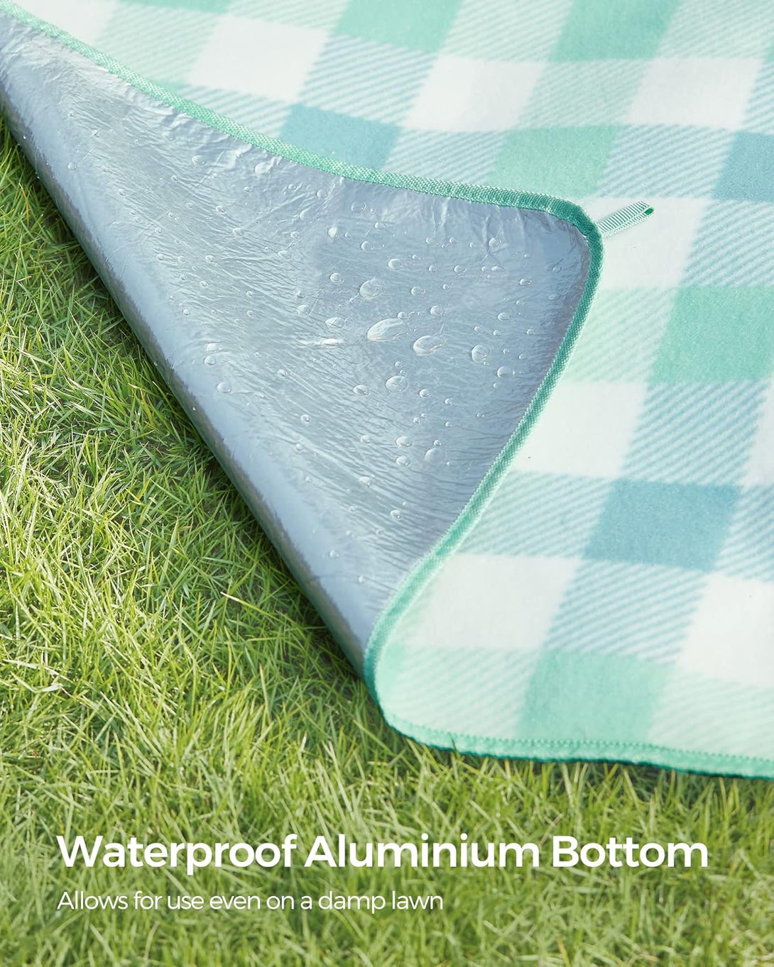 Patura de picnic 300x200cm , suport impeabil si portabil , verde si alb