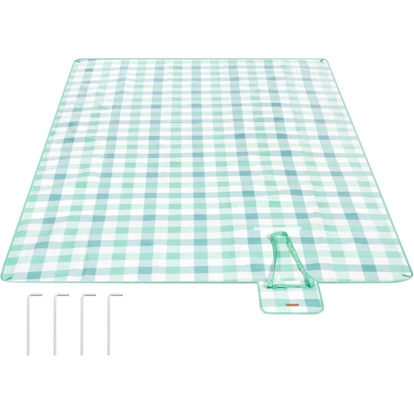Patura de picnic 300x200cm , suport impeabil si portabil , verde si alb