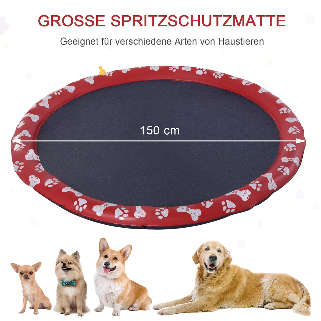 PawHut bazin pentru caini, bazin pentru joaca acvatica, antiderapant, robust, prietenos cu animalele, Ø170 cm, rosu