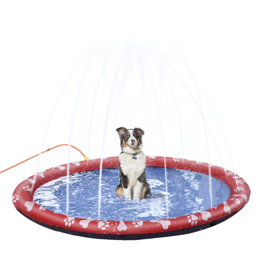 PawHut bazin pentru caini, bazin pentru joaca acvatica, antiderapant, robust, prietenos cu animalele, Ø170 cm, rosu