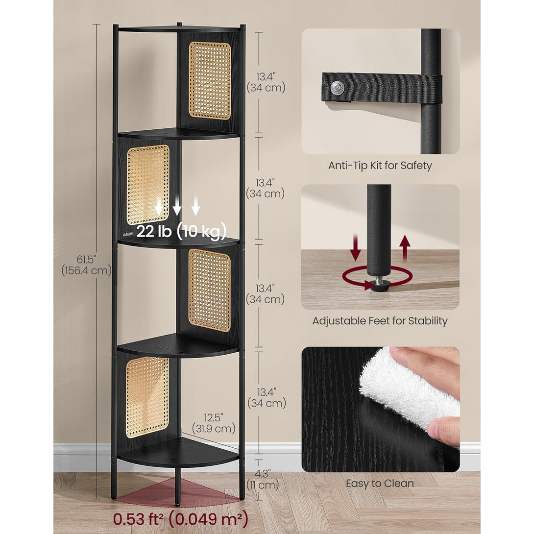 Polita cu 5 niveluri . structura metalica , negru