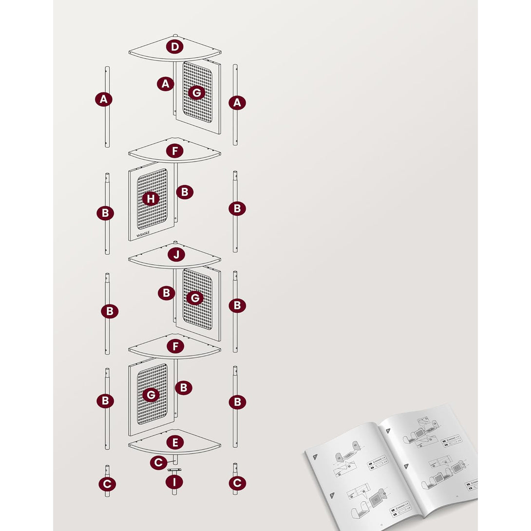 Polita cu 5 niveluri , structura metalica , Bej