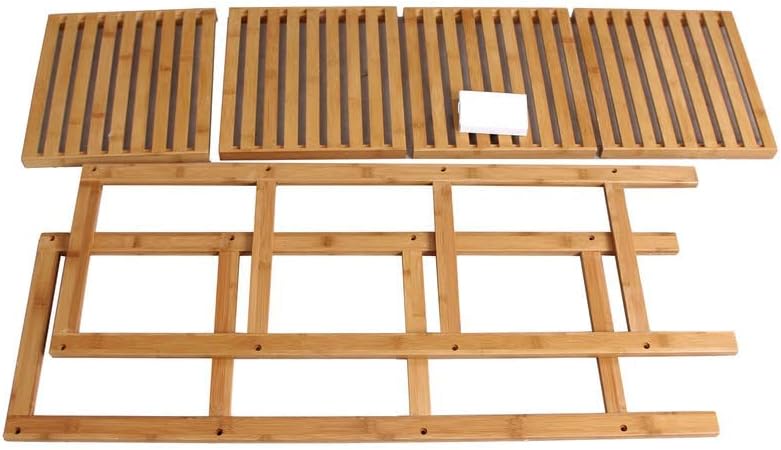 Raft de baie din bambus pe 4 niveluri, raft îngust, 33x33x98 cm, maro