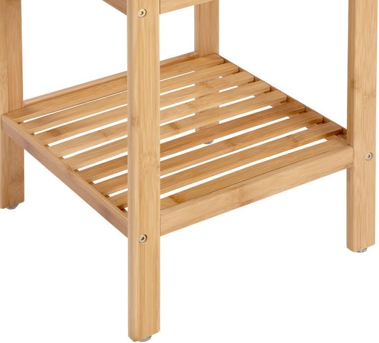 Raft de baie din bambus pe 4 niveluri, raft îngust, 33x33x98 cm, maro
