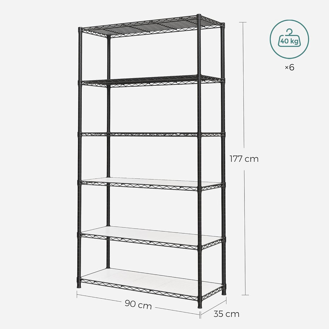 Raft de bucatarie pe 6 niveluri, polit metalic, inaltime reglabila 90×35×177 cm negru
