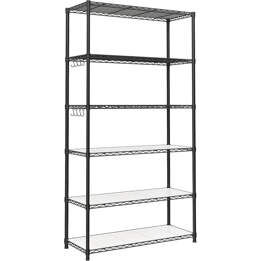 Raft de bucatarie pe 6 niveluri, polit metalic, inaltime reglabila 90×35×177 cm negru