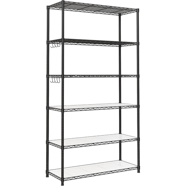Raft de bucatarie pe 6 niveluri, polit metalic, inaltime reglabila 90×35×177 cm negru