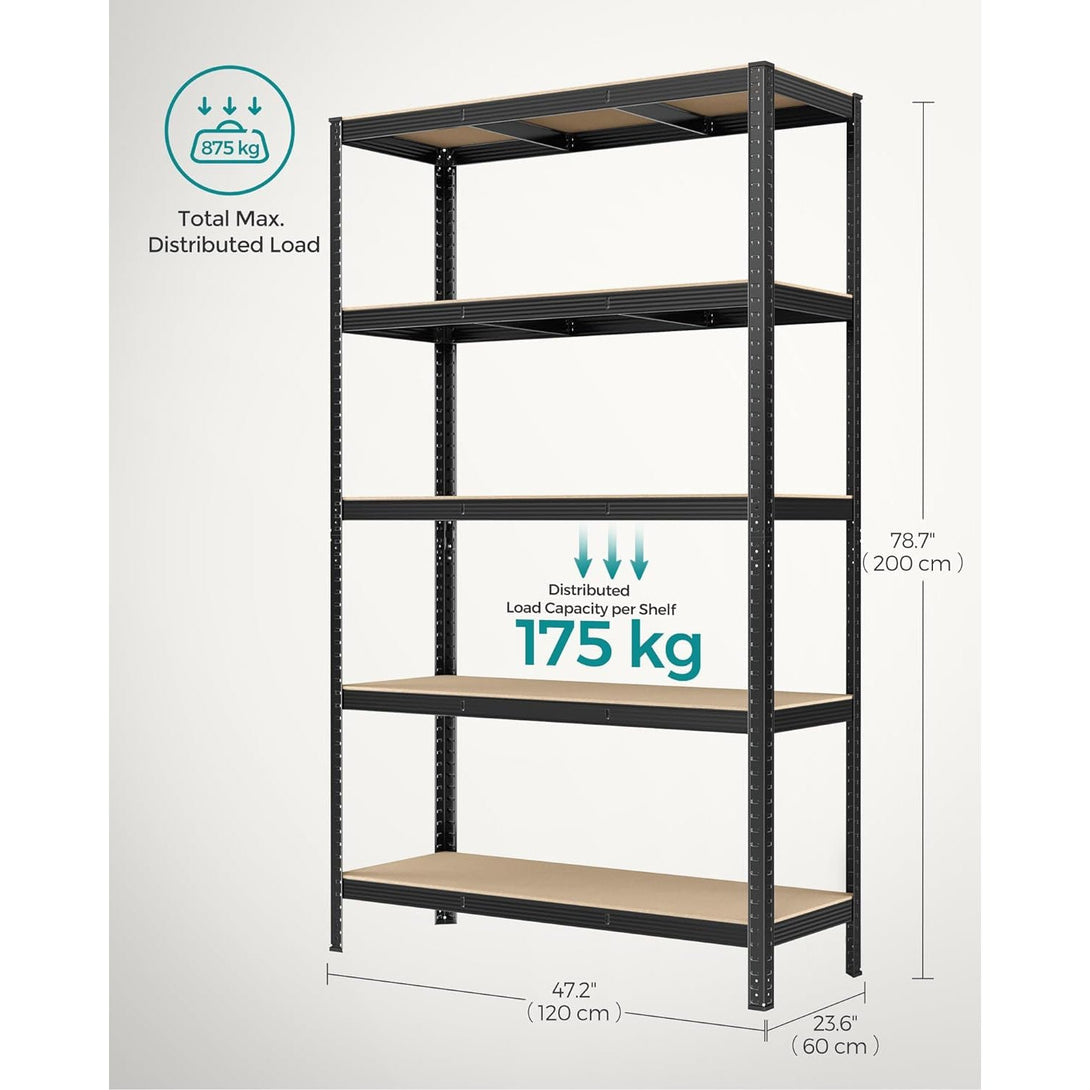 Raft de depozitare pentru sarcini grele, 5 nivele Raft metalic 200 x 120 x 60 cm, negru