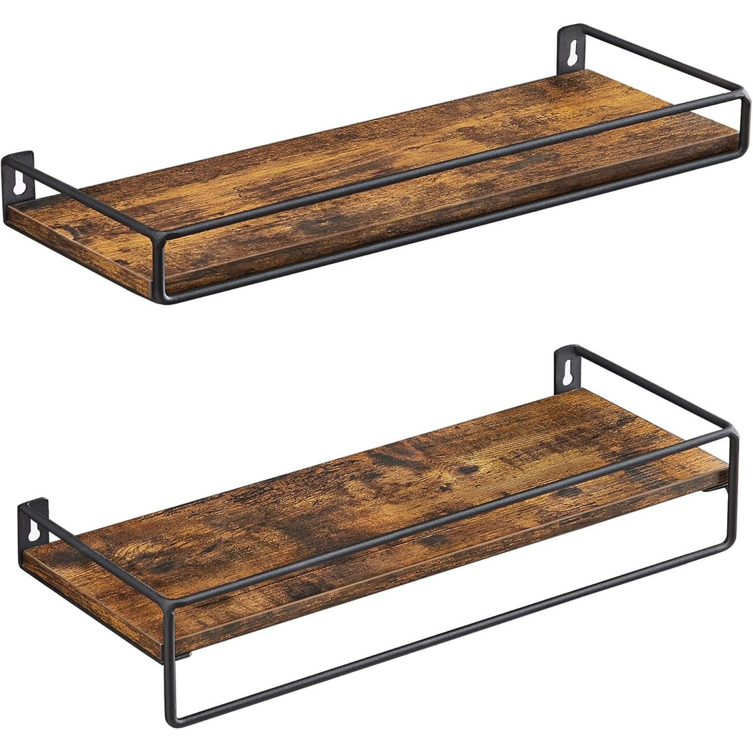 Raft de perete din 2 piese cu cuier, rustic maro si negru