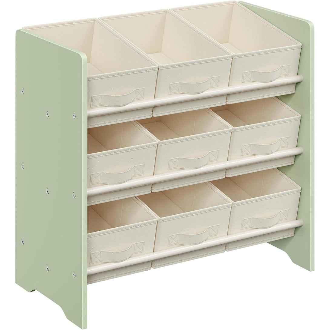Raft pentru jucarii , 9 cutii de depozitare , verde deschis