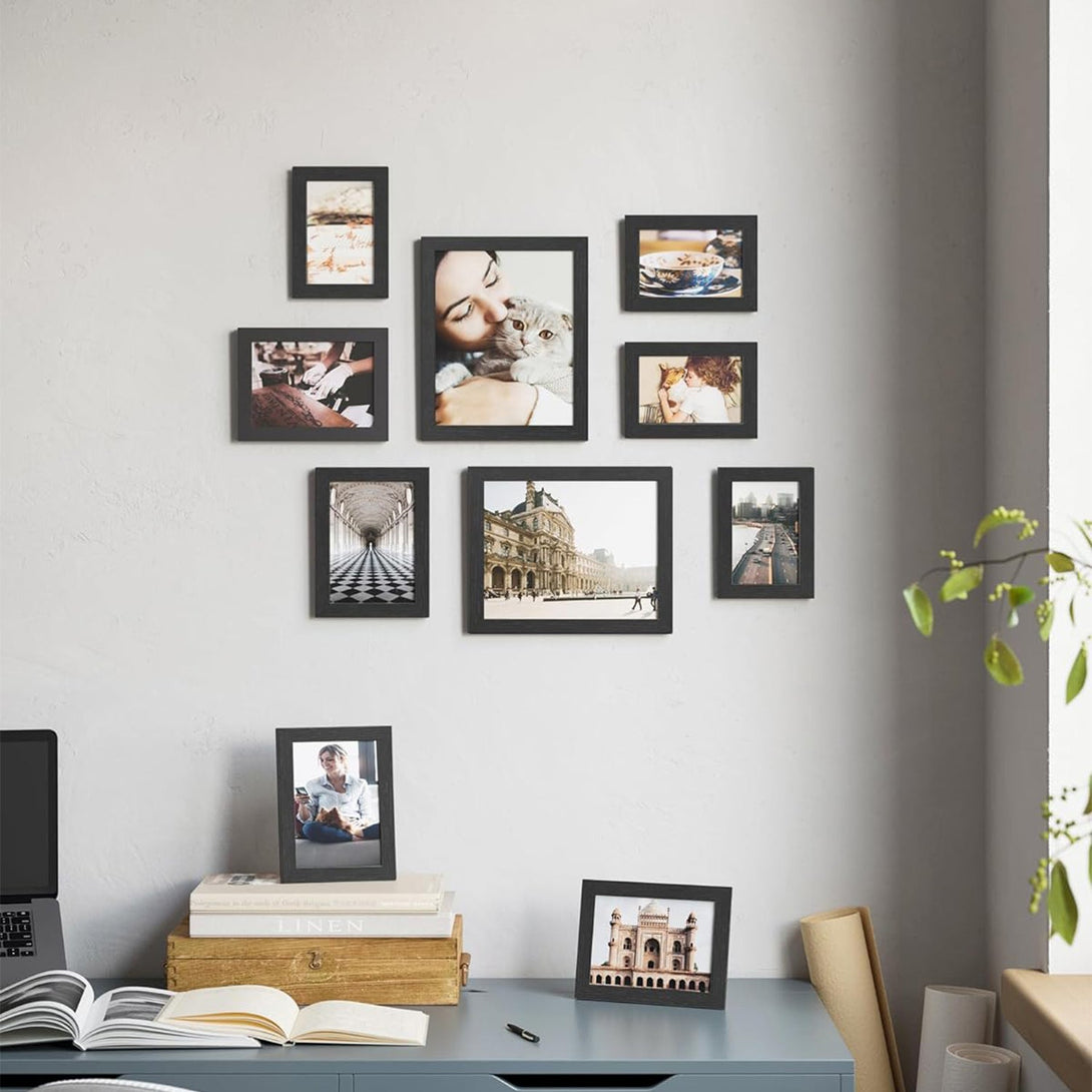 Ramă pentru fotografii, set de 10 rame pentru fotografii, negru