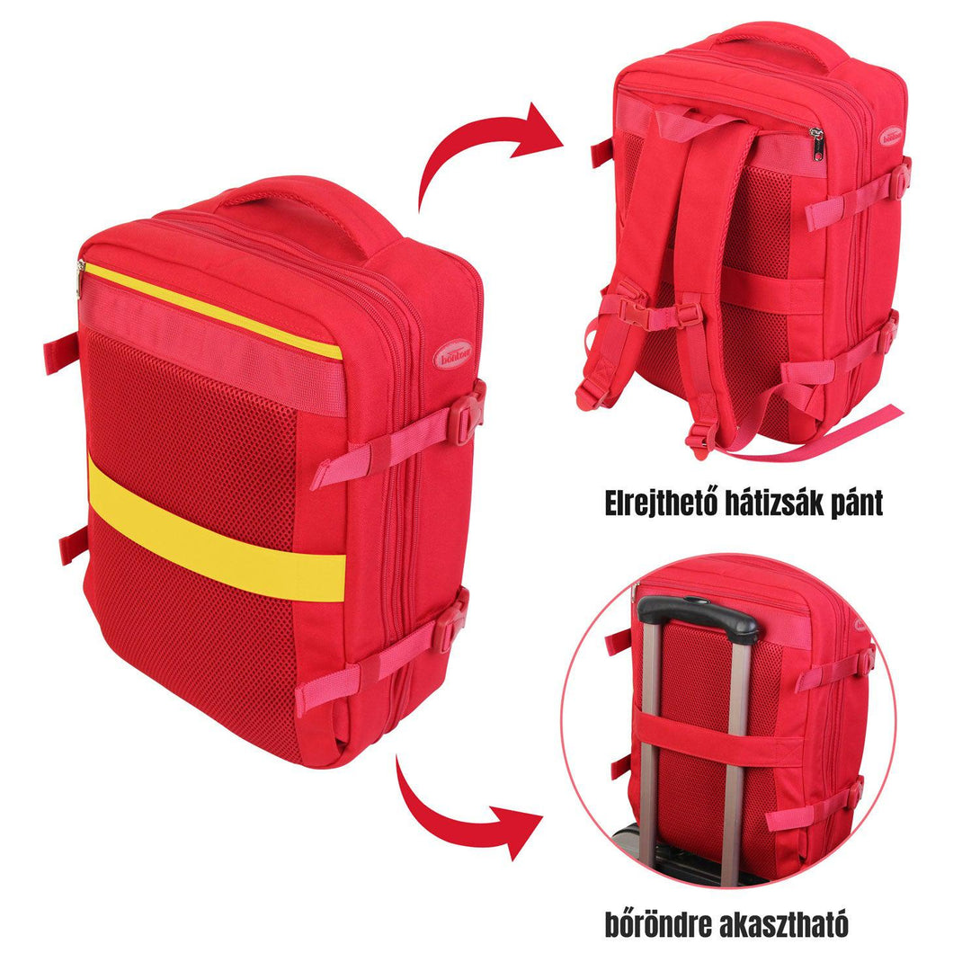 Rucsac de călătorie extensibil BONTOUR FlexiGo, dimensiune WizzAir 40x30x20cm bagaj de mână, culoare roșie