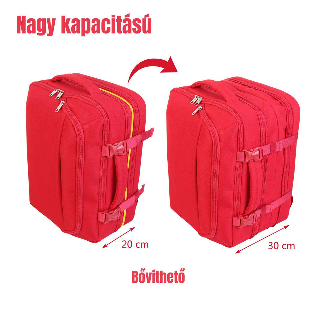Rucsac de călătorie extensibil BONTOUR FlexiGo, dimensiune WizzAir 40x30x20cm bagaj de mână, culoare roșie