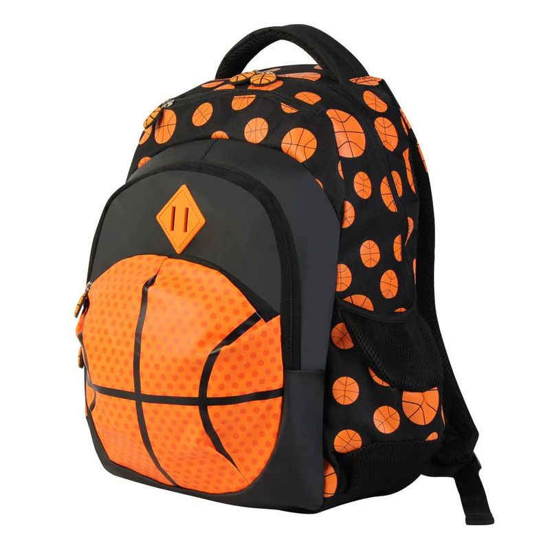 Rucsac pentru copii PLAY cu model basketball , negru-portocaliu | BONTOUR