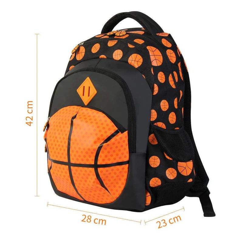 Rucsac pentru copii PLAY cu model basketball , negru-portocaliu | BONTOUR