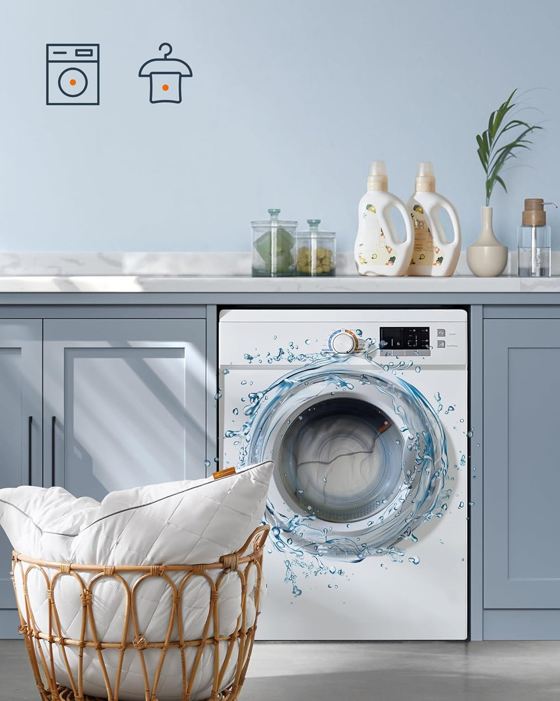 SONGMICS HOME Set de 2 perne de pat, utilizare iarnă-vară, 60 x 60 cm, alb