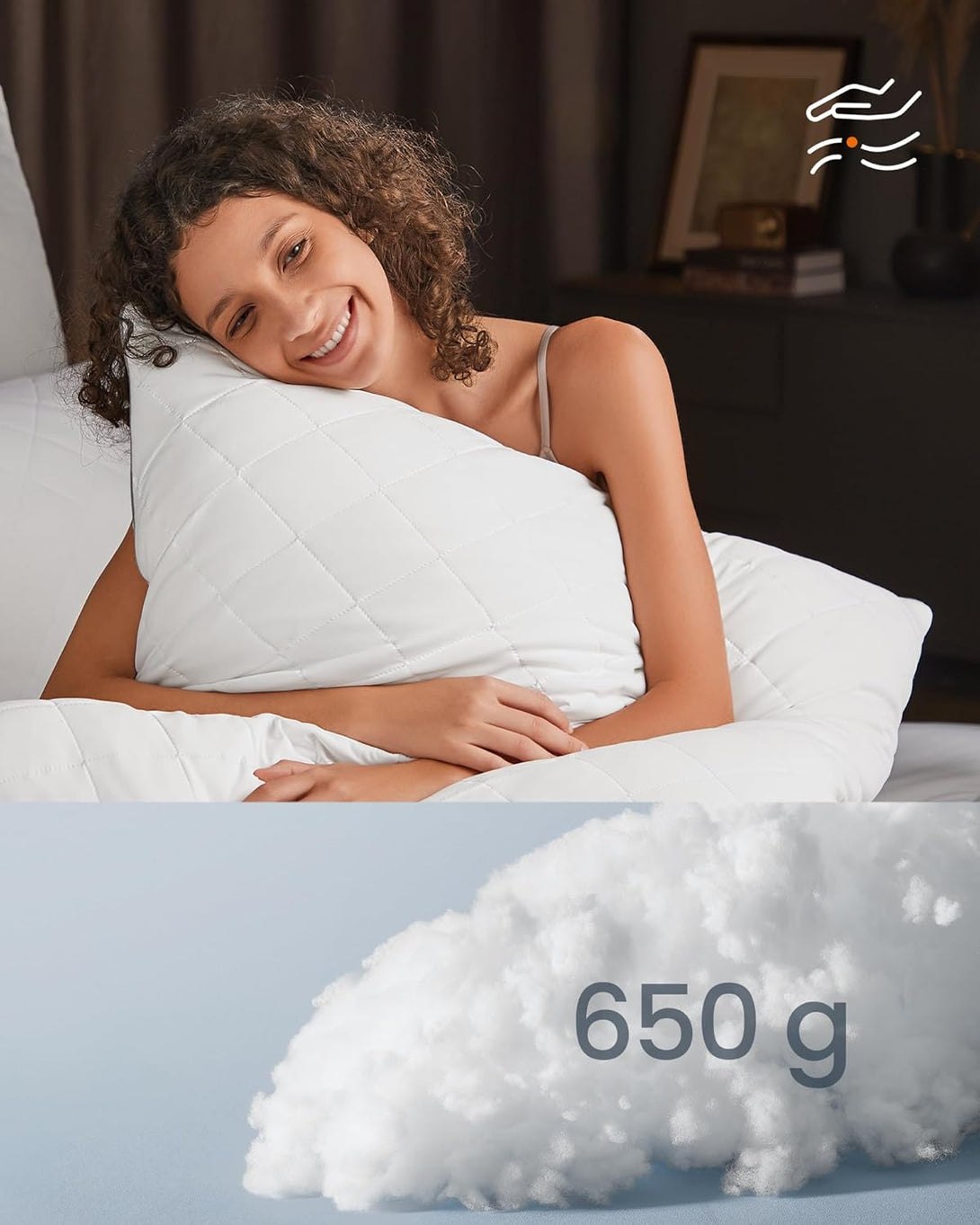 SONGMICS HOME Set de 2 perne de pat, utilizare iarnă-vară, 60 x 60 cm, alb