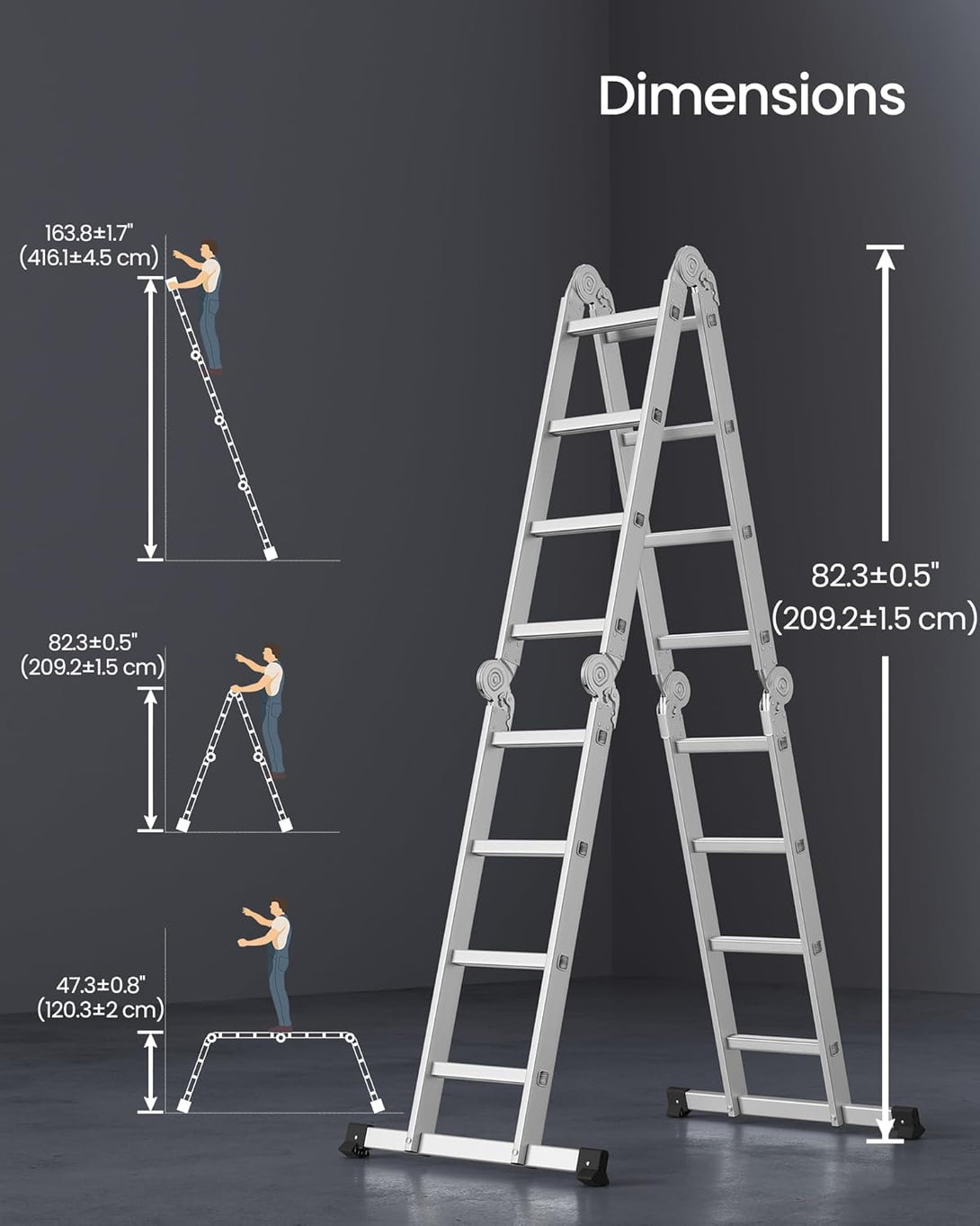 Scara multifunctionala , 4x4 trepte , 150 kg max , argintiu