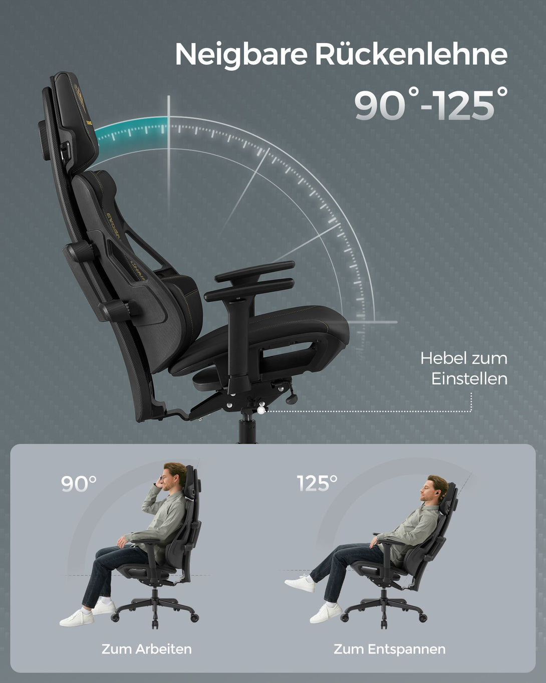 Scaun cu inaltime reglabila, scaun de birou cu efect carbon, negru