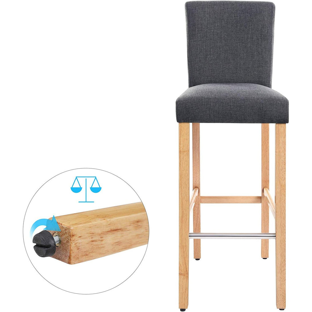 Scaun de bar set de 2, scaun de bar tapitat cu spatar, gri inchis