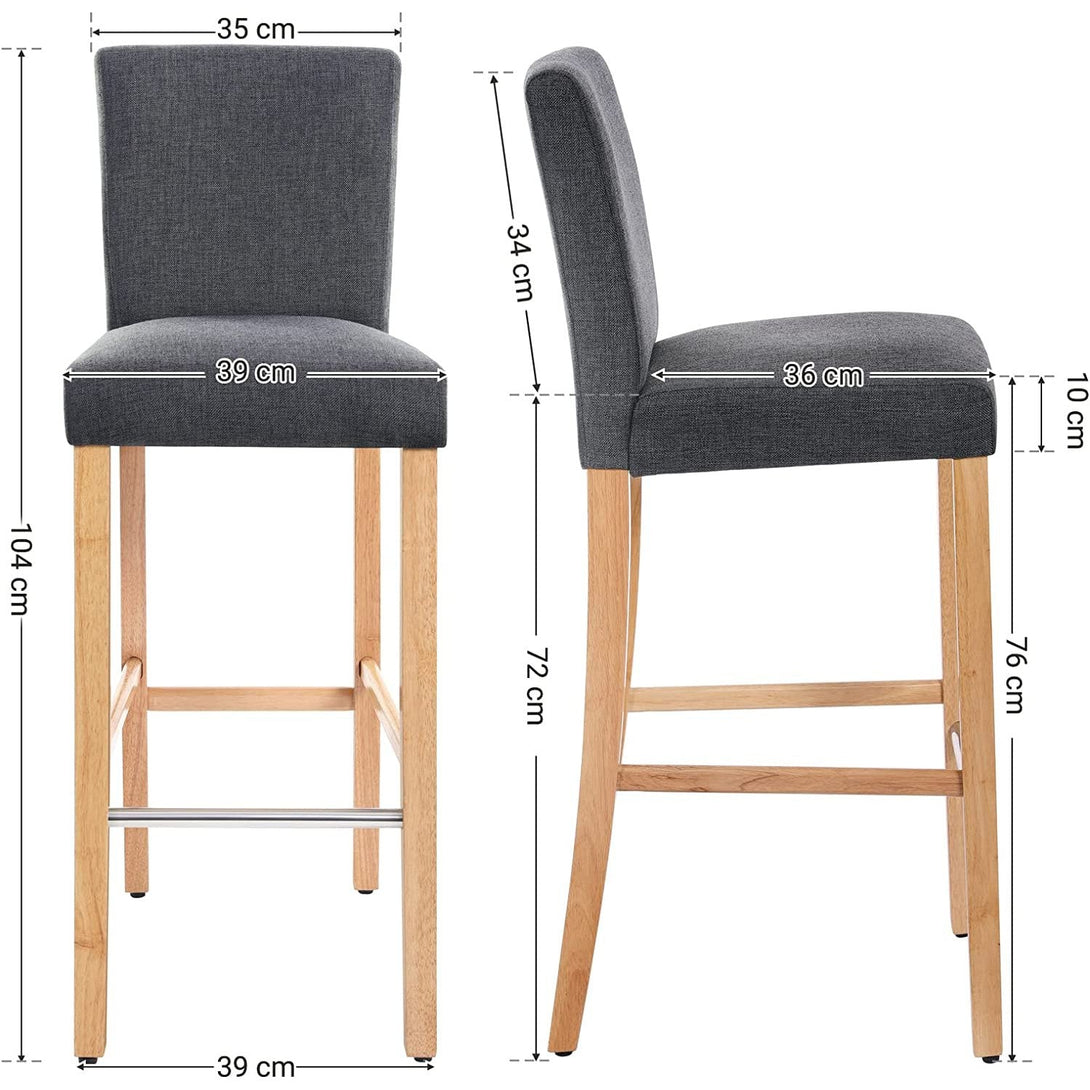 Scaun de bar set de 2, scaun de bar tapitat cu spatar, gri inchis