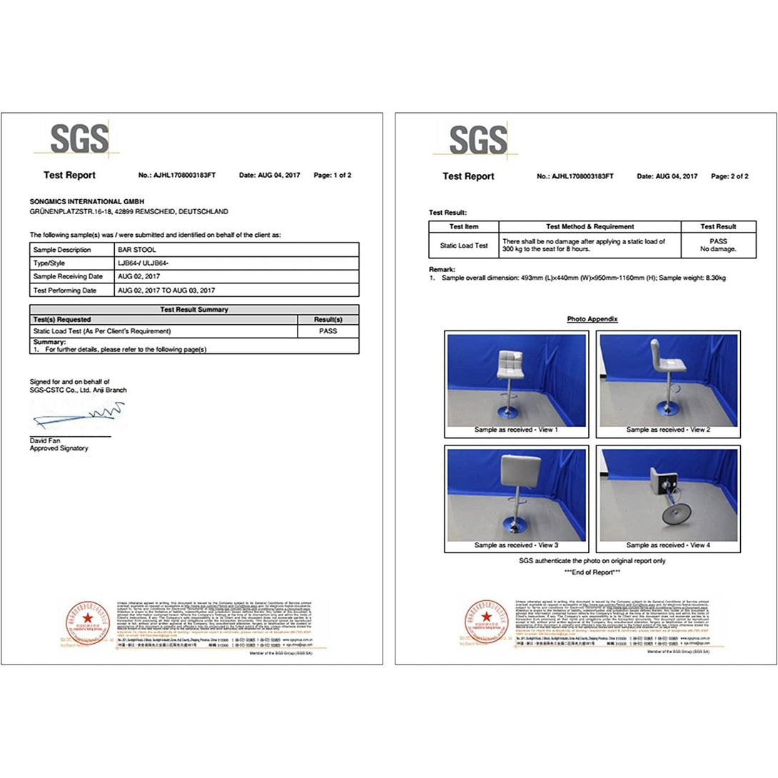 Scaun de bar set de 2, scaun de bucatarie reglabil pe inaltime, Gri