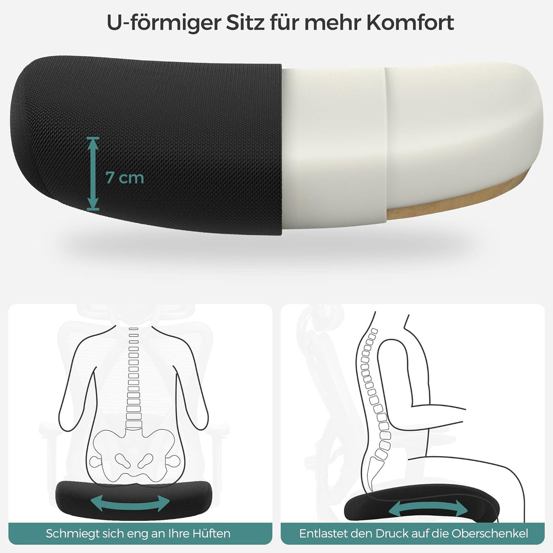 Scaun de birou ergonomic ,suport lombar si tetiere , Înălțime reglabilă Negru