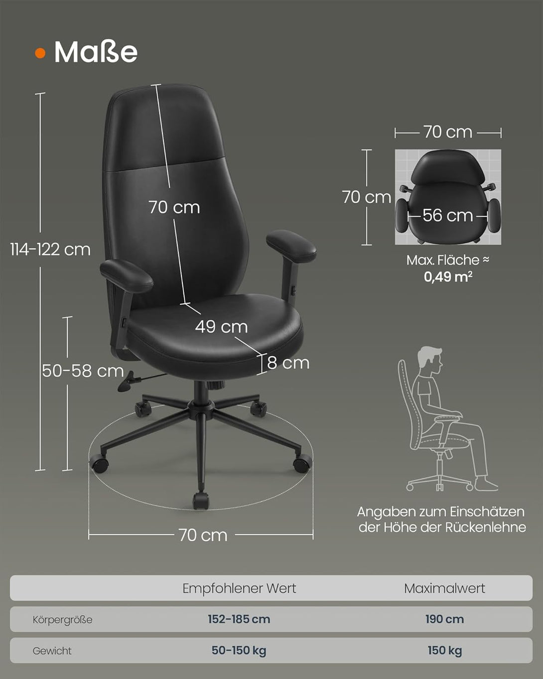 Scaun de birou , pivotamt , spatar modern , reglabil pe inaltine , negru