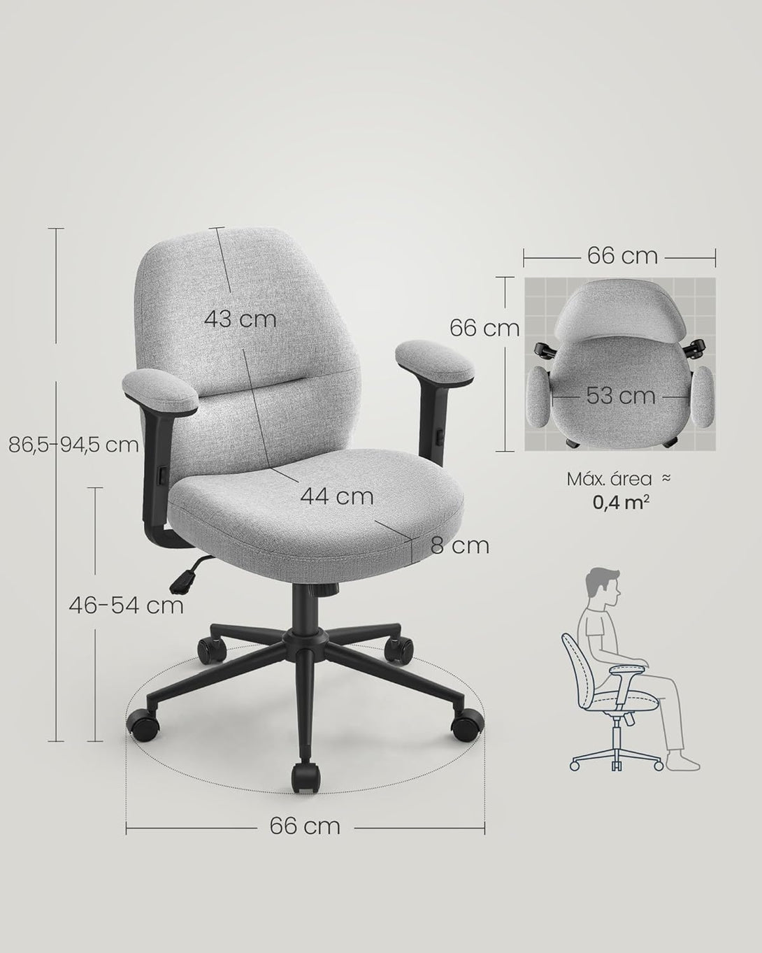 Scaun de birou , pivotant , reglabil de inaltine , gri