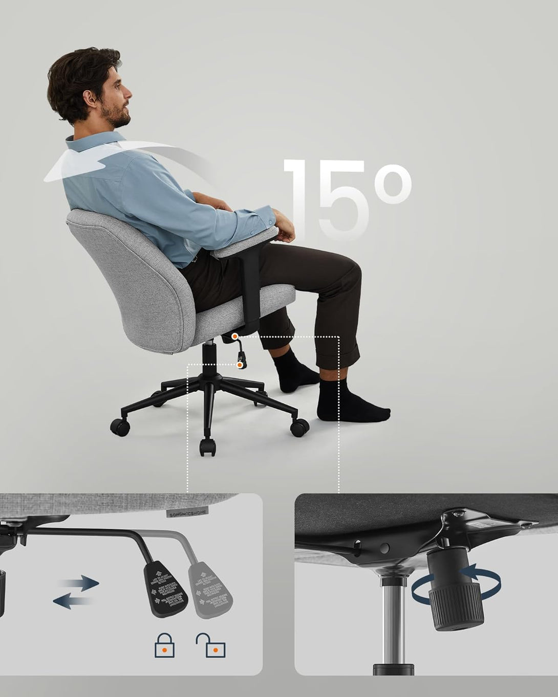 Scaun de birou , pivotant , reglabil de inaltine , gri
